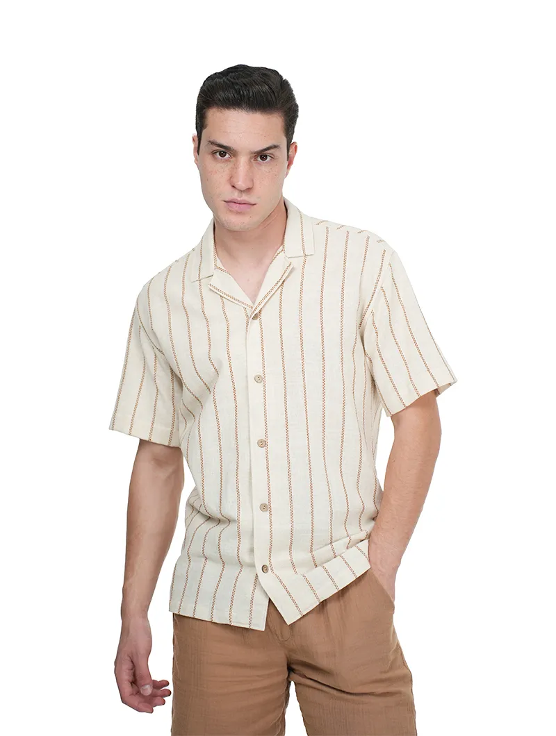 Chemise à manches courtes avec lin